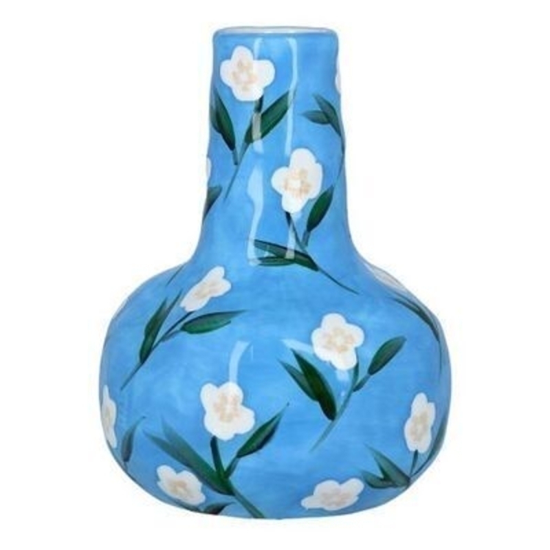 Blue Paint Sml Flowers Ceramic Vase By Gisela Graham